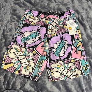 Vibrant Comic Print Men's Shorts - Multicolor